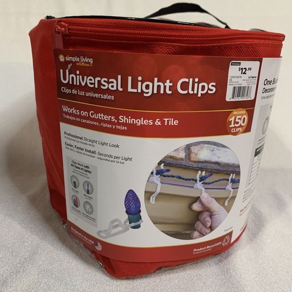 Universal Light Clips Outdoor Christmas Lights 150 Count Gutters Shingles Tile - Picture 1 of 8